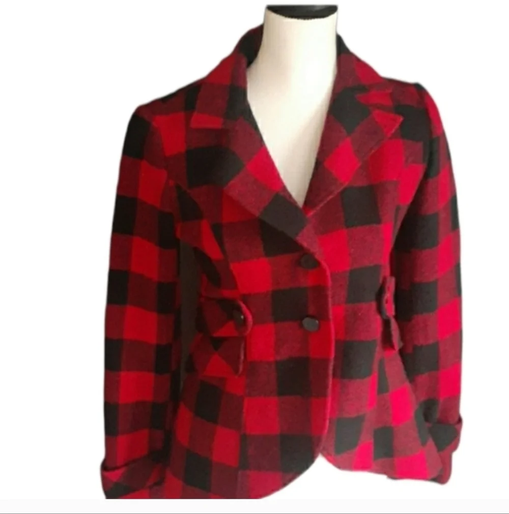 Aqua  red button down shacket XS. - Picture 14 of 14